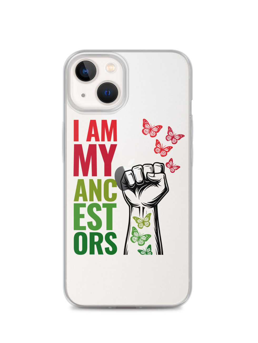 White iPhone case with the words I AM MY ANCESTORS, I Am My Ancestors Clear Case for iPhone®.