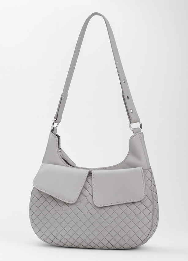 Grey Hand-woven Shoulder Bag