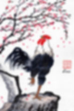 Rooster and Cherry Blossoms