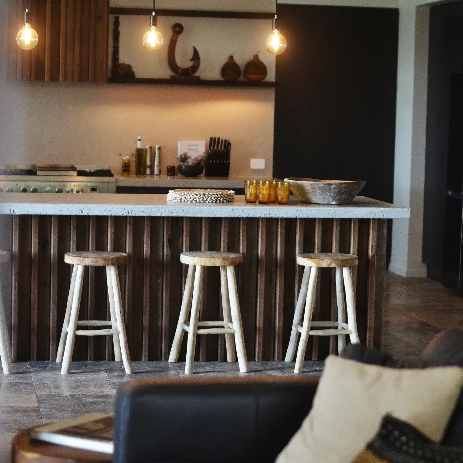 Rustic Teak Counter Stool