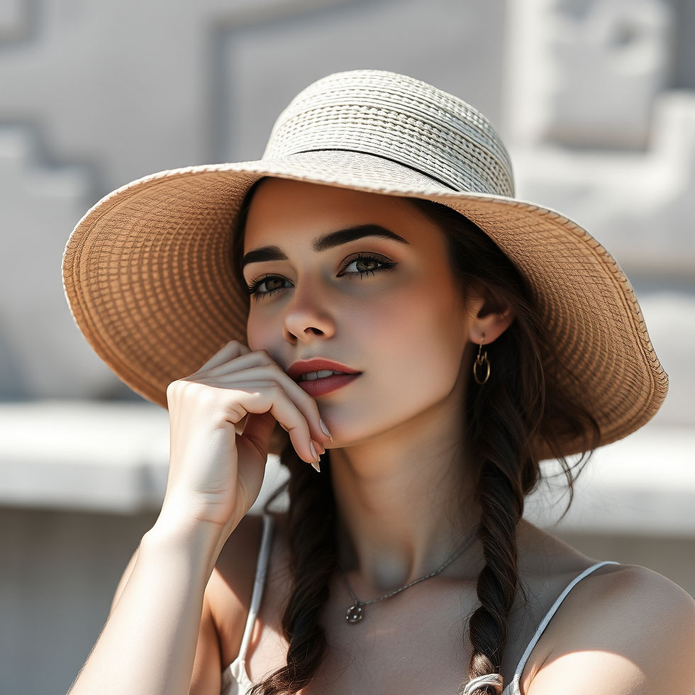 women in sunhat with brim