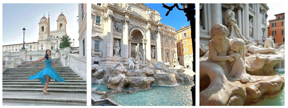 Spanish Steps and Trevi Fountain in Rome