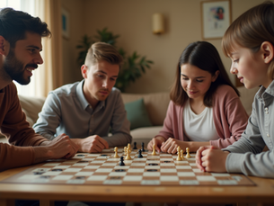 family playing chess