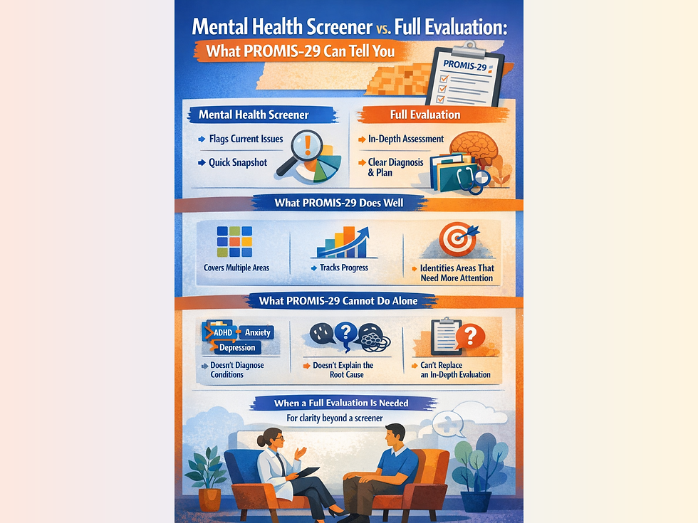 ScienceWorks cover image: Mental Health Screener vs Full Evaluation: What PROMIS-29 Tells You