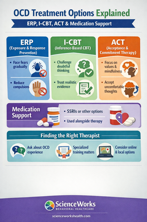 OCD Treatment Options in Plain English: ERP, I-CBT, ACT, and When Medication Support Fits