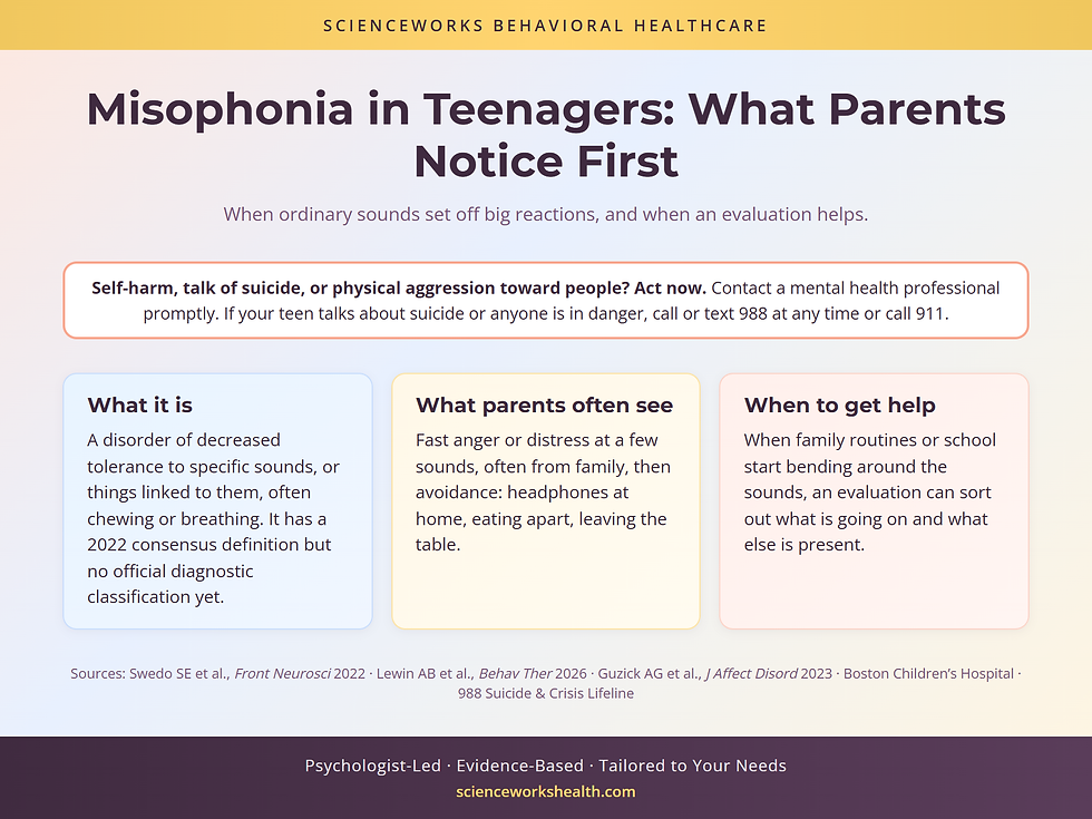 Misophonia in teenagers: what it is, what parents often notice first, and when to get help