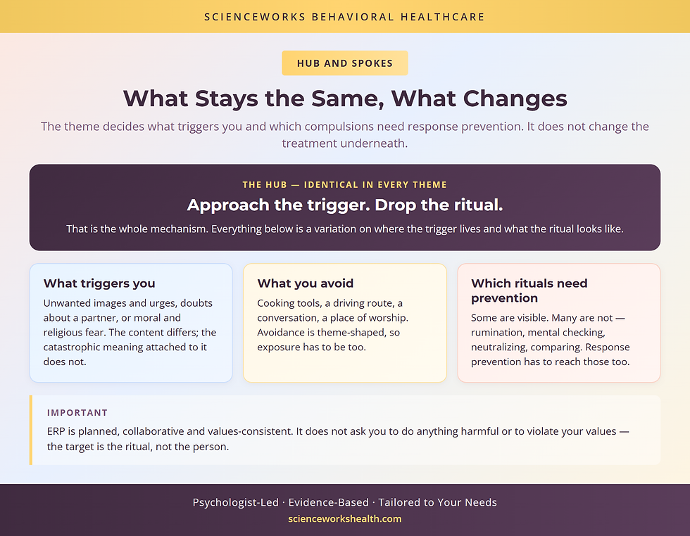 ERP hub and spokes: approach the trigger and drop the ritual, with what varies by theme.