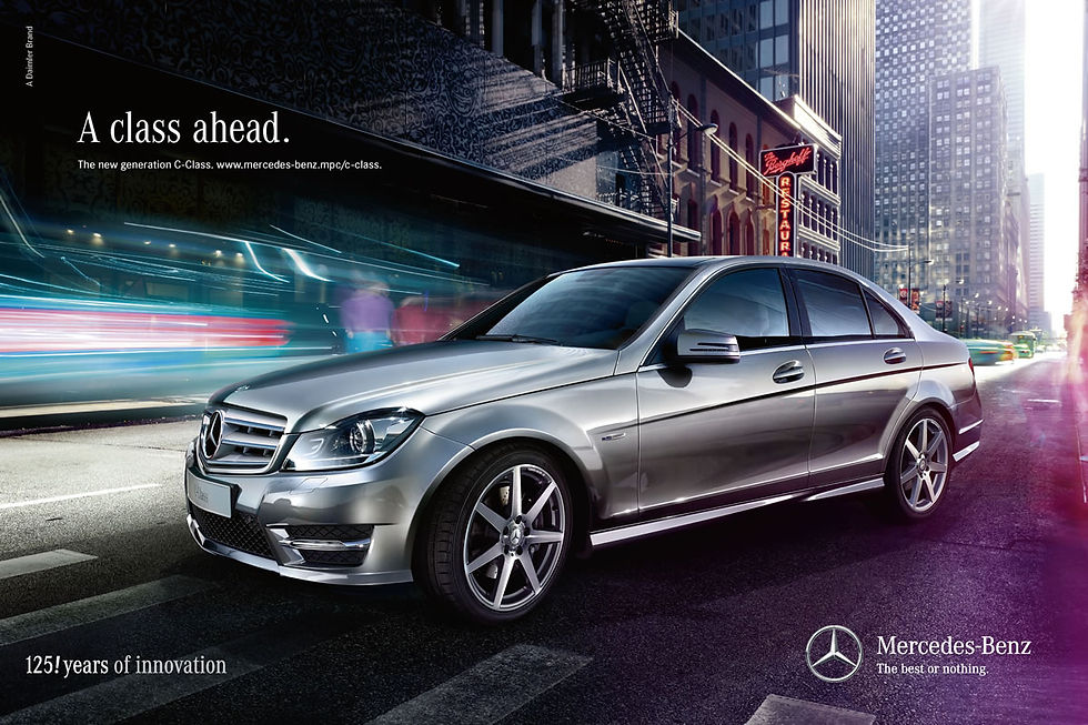 Mercedes-Benz Ad for the ruler class ad reads "a class ahead"