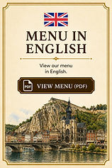 Visuel avec drapeau anglais pour consulter la carte PDF en anglais de la Crêperie Bretonne Le Dinan à Dinant.