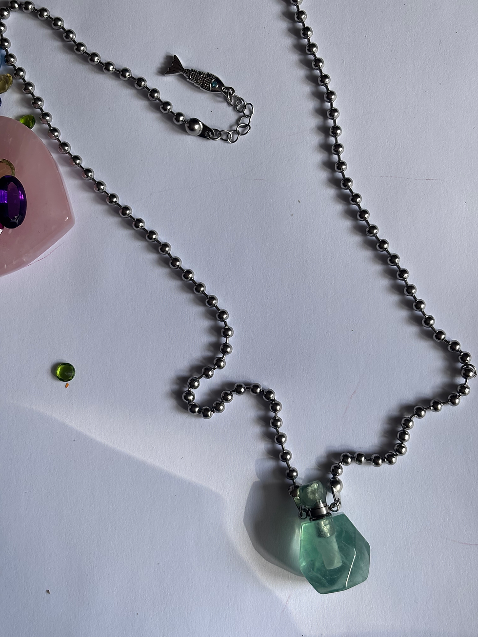 Миниатюра: Колье-кулон «Bottle» с флюоритом