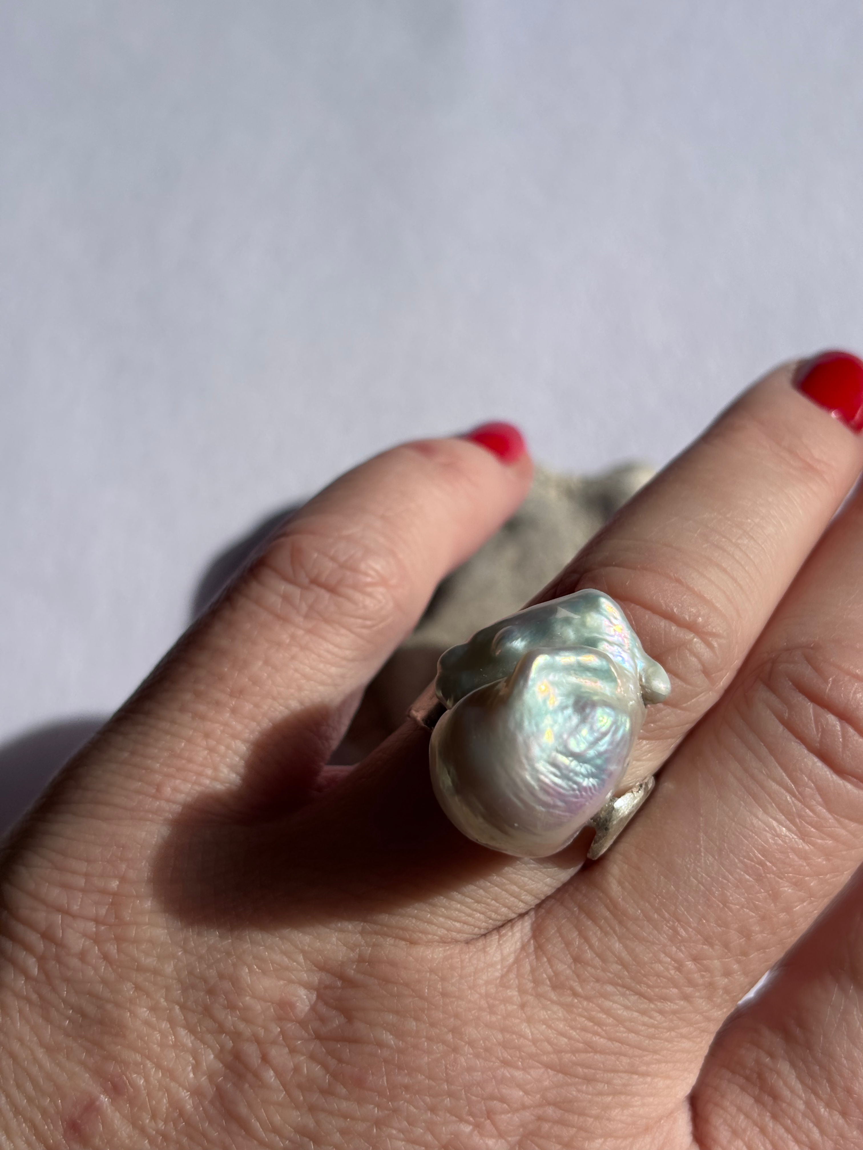 silver pearl ring