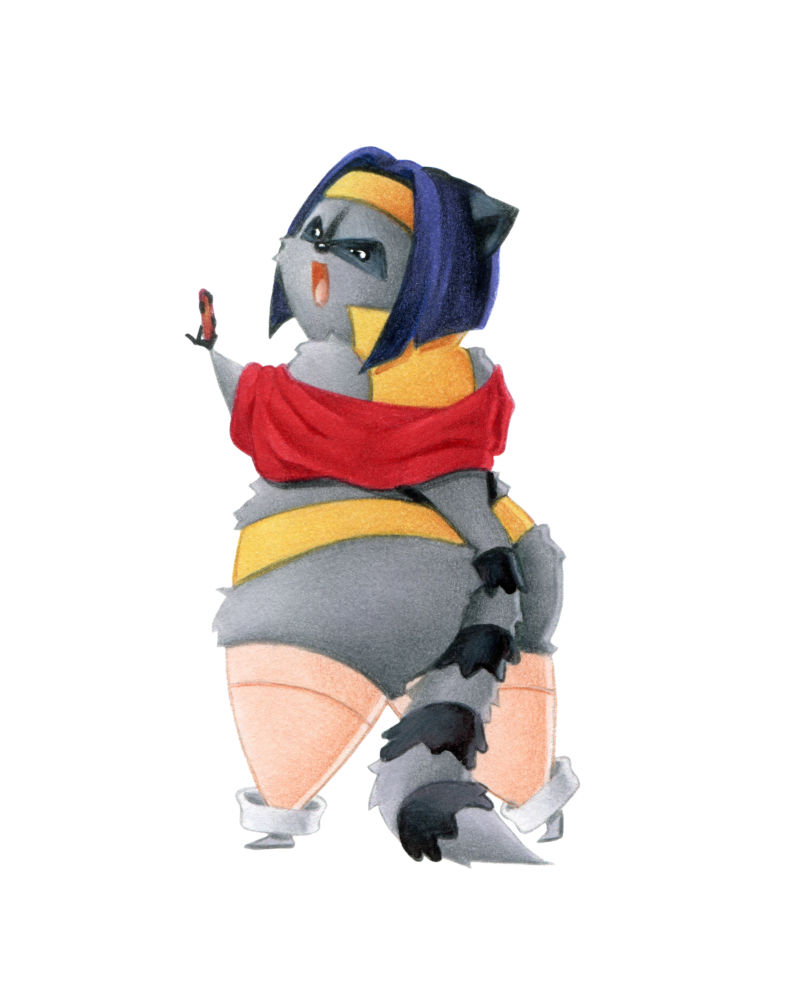 Print of raccoon dressed as Faye from Cowboy Bebop
