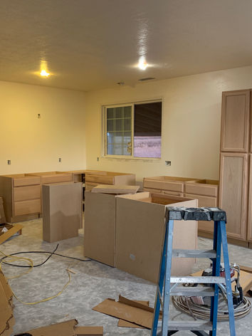 barn conversion, barn to home, full construction, cabinet installation, kitchen cabinet installation, kitchen island installation 
