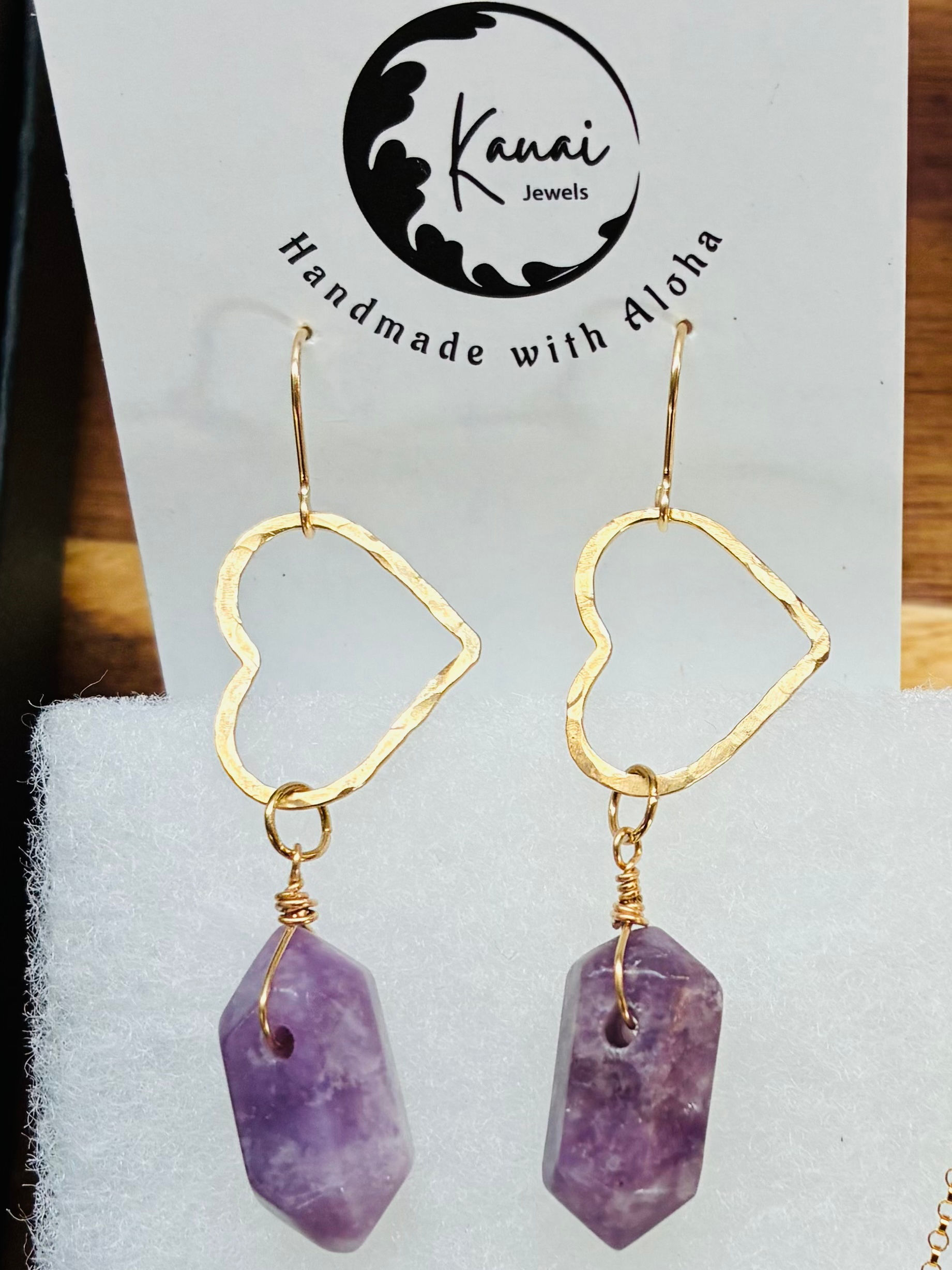 Lepidolite Heart Earrings