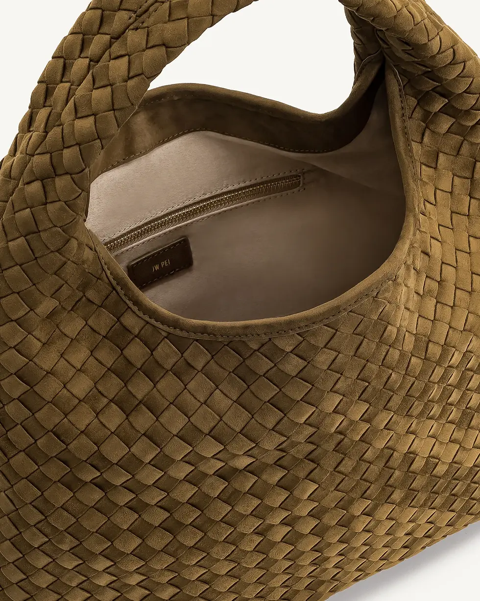 Miniatura: laura Faux Suede Woven Shoulder Bag - olive green