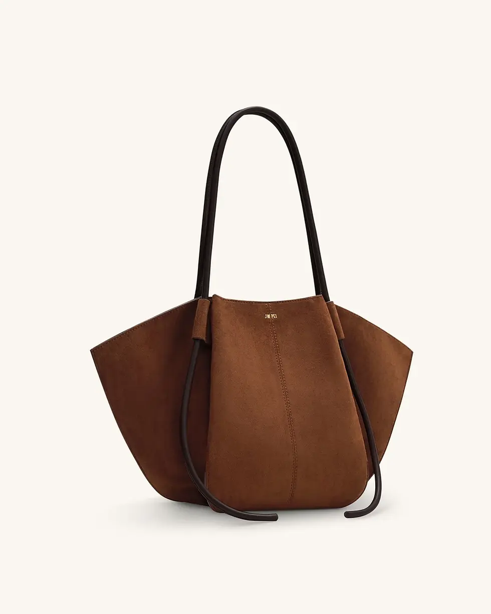 Miniatura: Nala Faux Suede Wide Tote Bag - Café