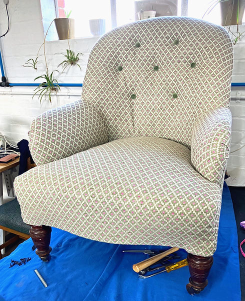 Iron Back chair lovingly stitched by student..jpg