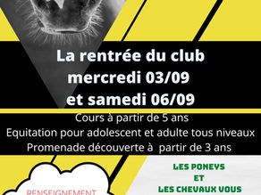 La Rentrée au Centre Equestre de La Réole approche !!!