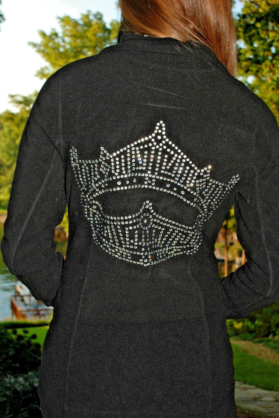 Miss America Pageant Crown black fleece jacket XS, S, M, L, XL, 2X, 3X