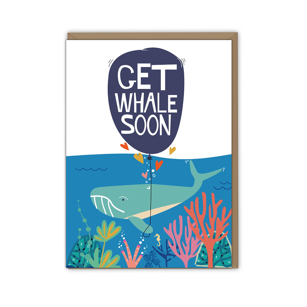 get well soon with a whale under the sae