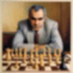 garry kasparov near chess board