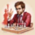 Levon Aronian with chess pieces