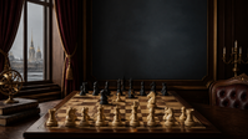 Dramatically lit chessboard illustrating the Dutch Defense and Black's aggressive kingside strategy after 1.d4 f5.
