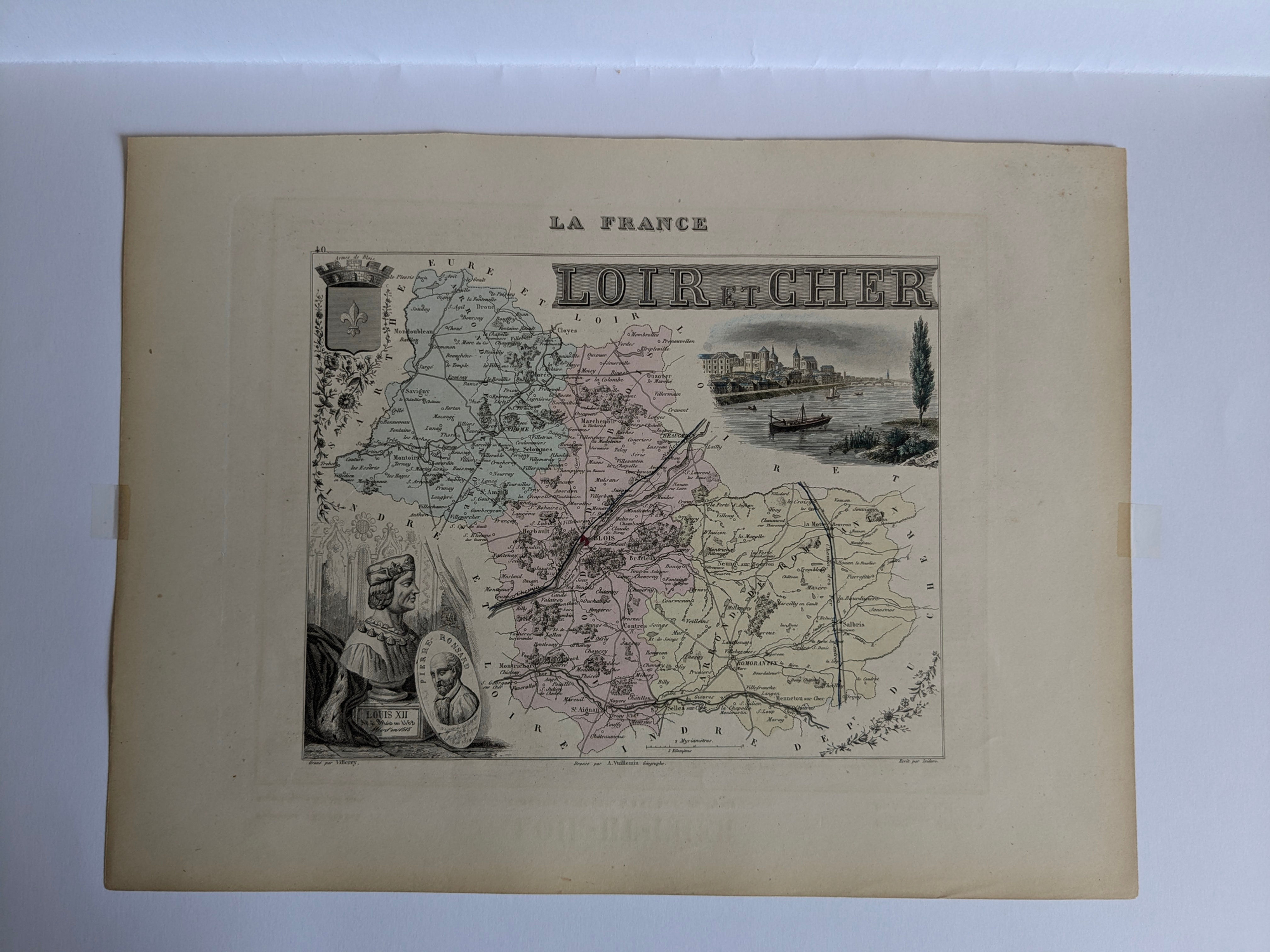 Carte de Lot et Cher – 19th Century French Map