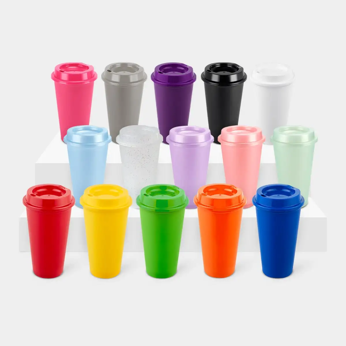 Vaso TIRICH de Plástico 475 ml con Tapa Ranurada