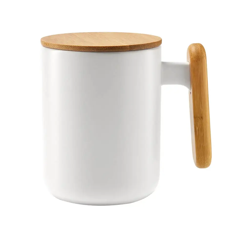 Miniatura: Taza mate con tapa de bambú para regalos corporativos