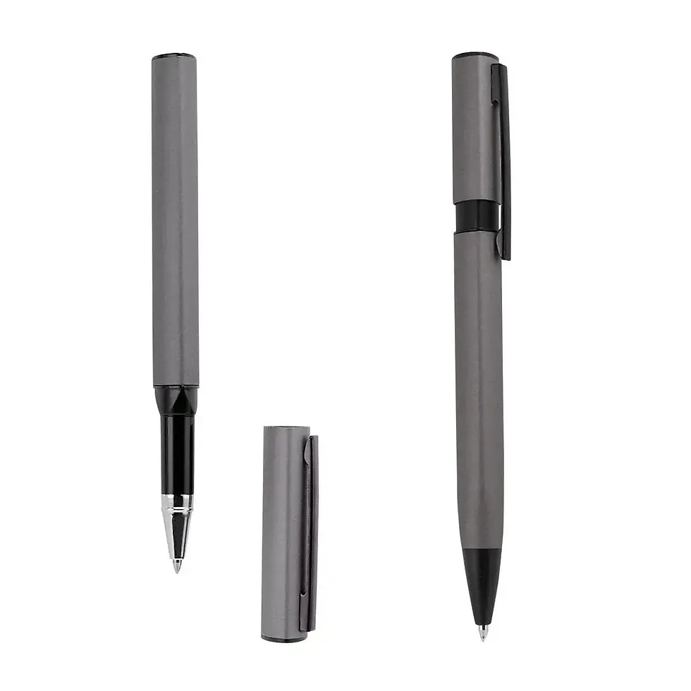 Miniatura: Set FAYUN con bolígrafo ball point y roller pen de aluminio.