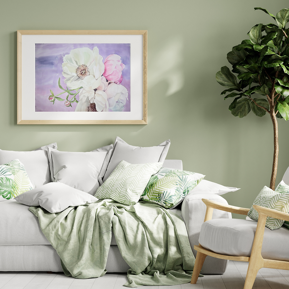 French Garden Watercolor Art Print in the Living Room