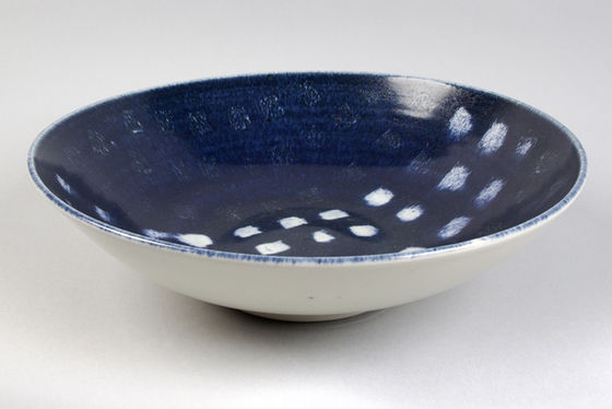 Porcelain Large Bowl with Blue glaze
