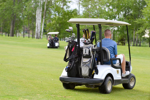 battery-powered leisure golf carts on a course