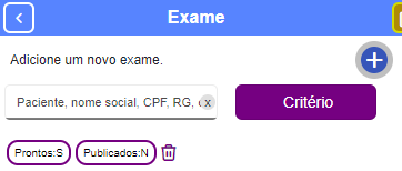 Tags dos critérios selecionados