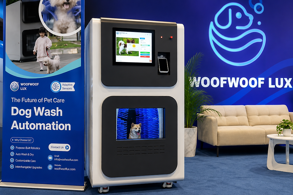 Woofwoof Lux automatic dog washing machine for commercial dog care environments
