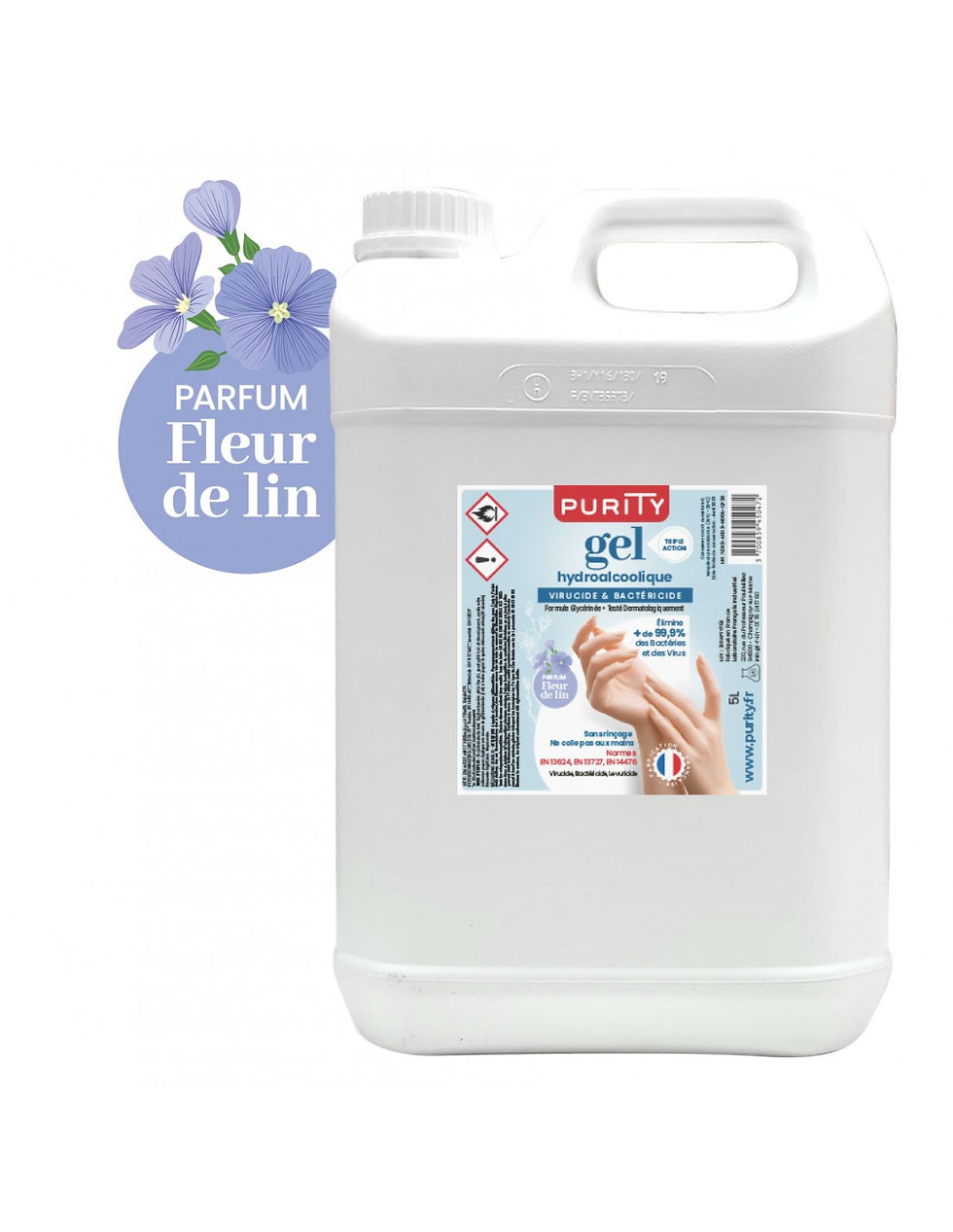 Miniature : Bidon de 5 litres - Gel Hydroalcoolique Purity 703 - Parfum Fleur de Lin