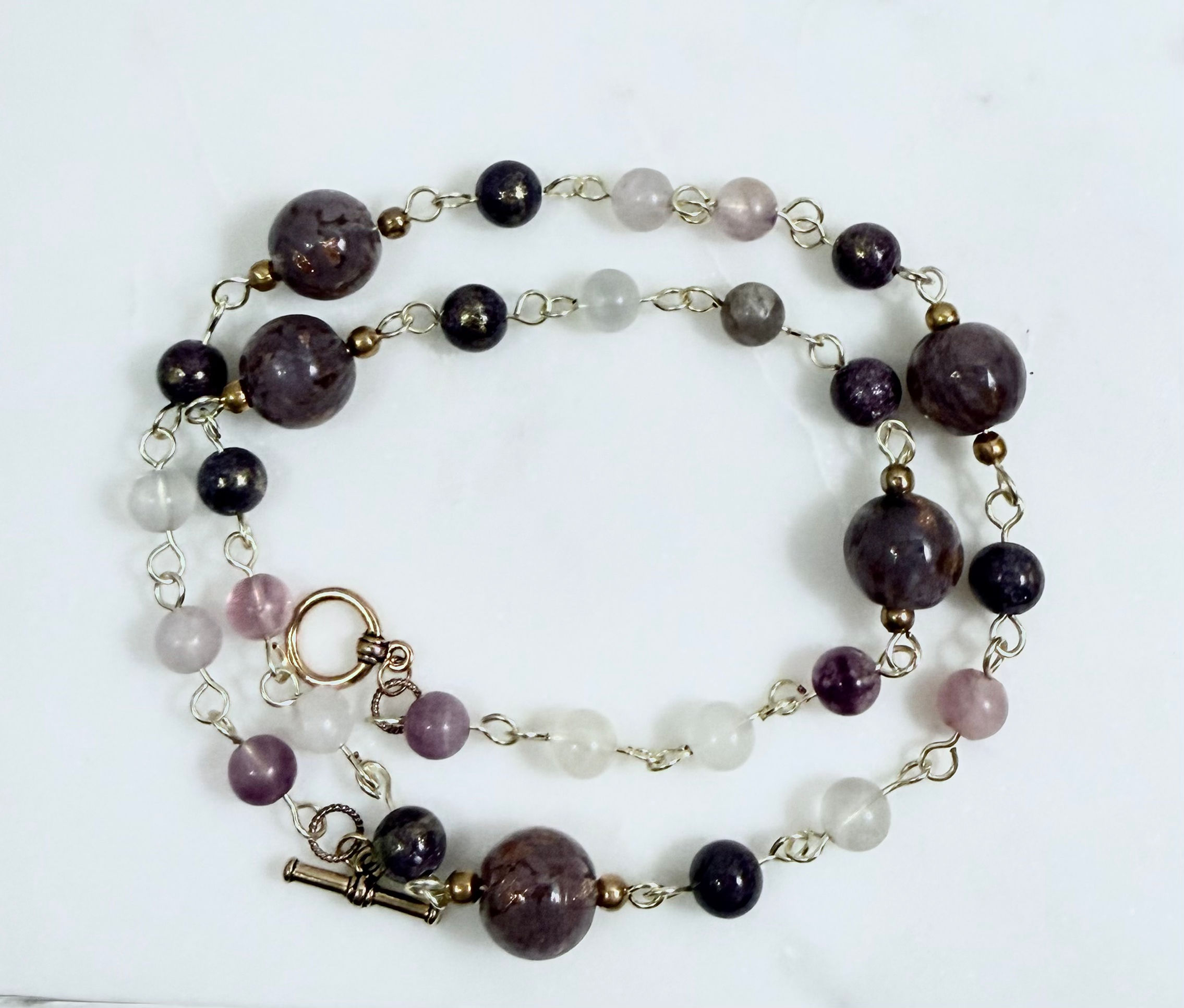Necklace Crystals in Purple & Accents in Gold