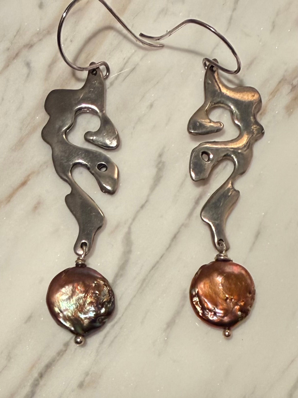Silver & Coin Pearl Earrings