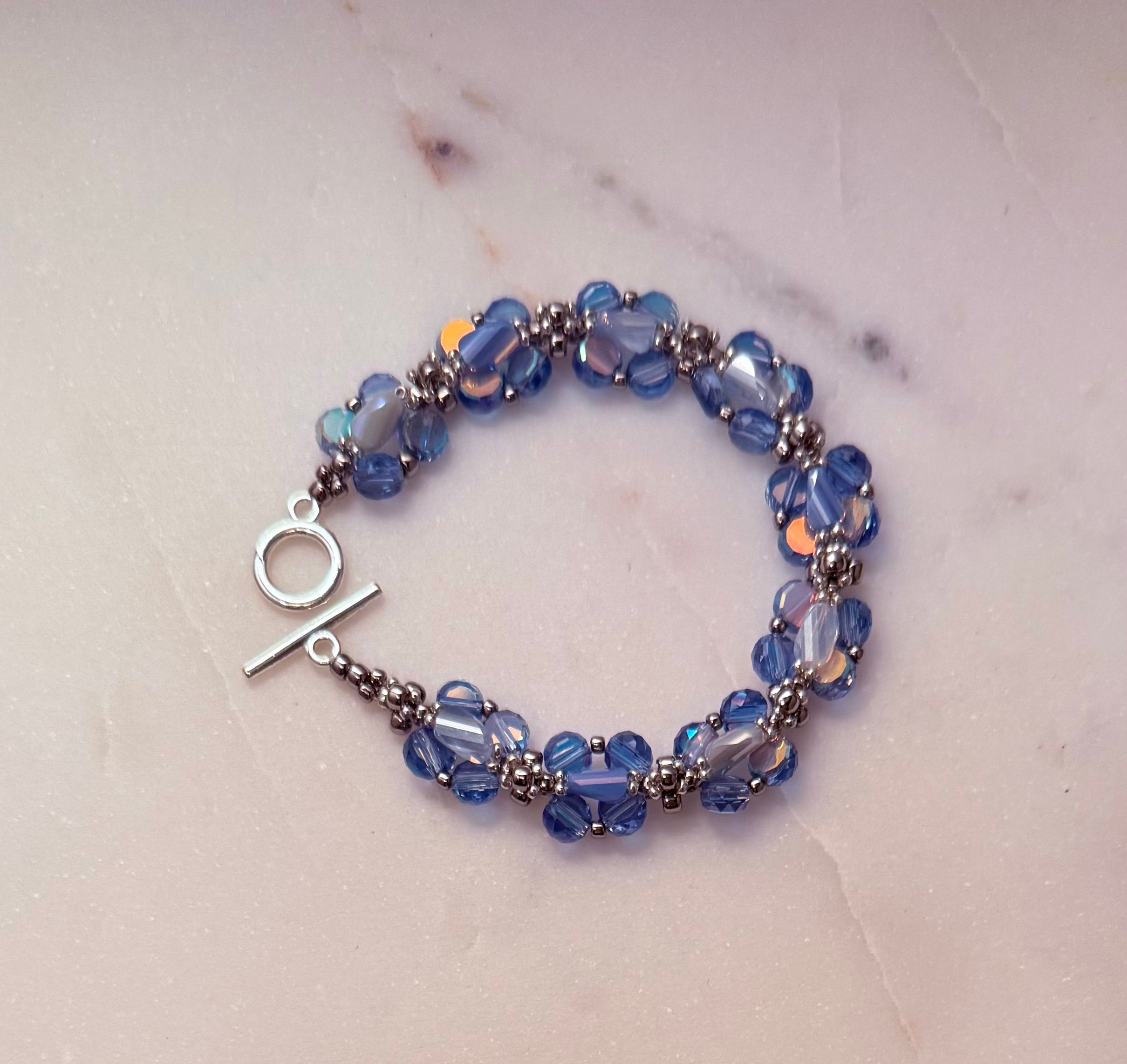 Blue Bracelet with Silver Toggle Clasp