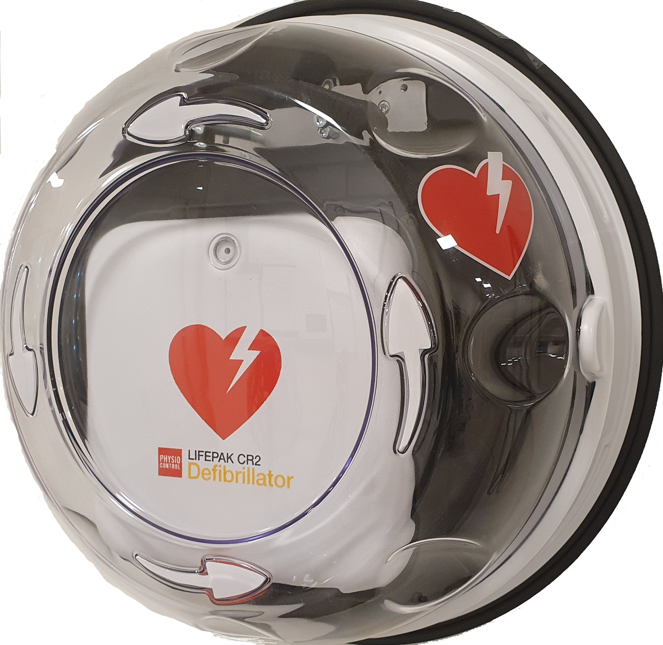 Genomskinligt runt skåp Rotaid till hjärtstartare Safe Heart Medical AB Webshop
