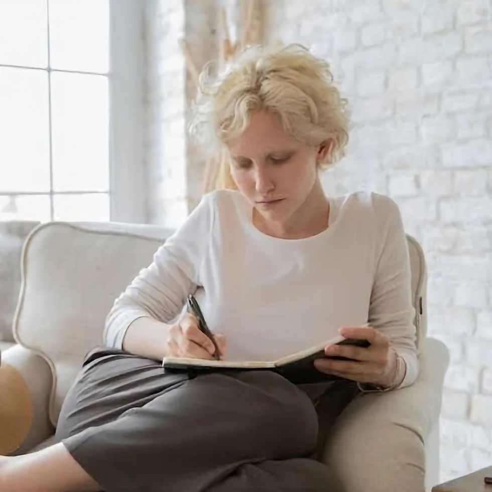 Woman finding clarity by using journal prompts daily