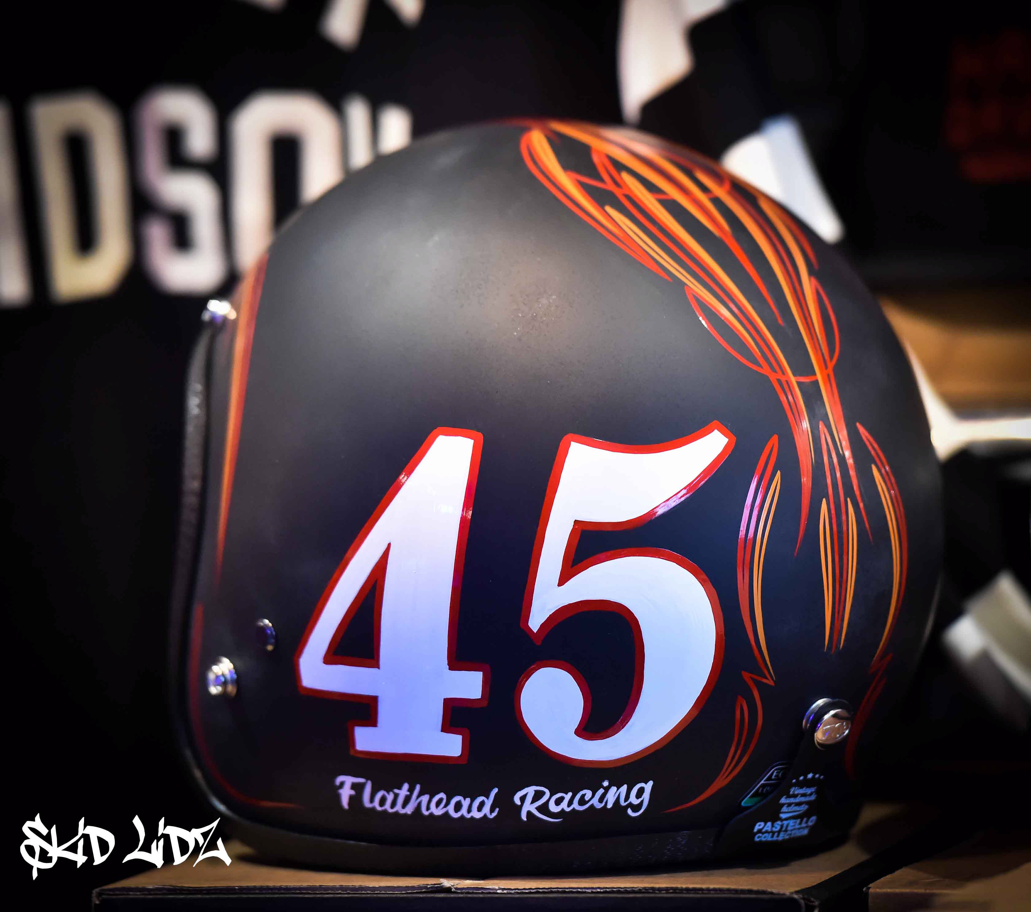 Skid Lidz Pinstripe Collection - 45 Flat Head Racing - Orange