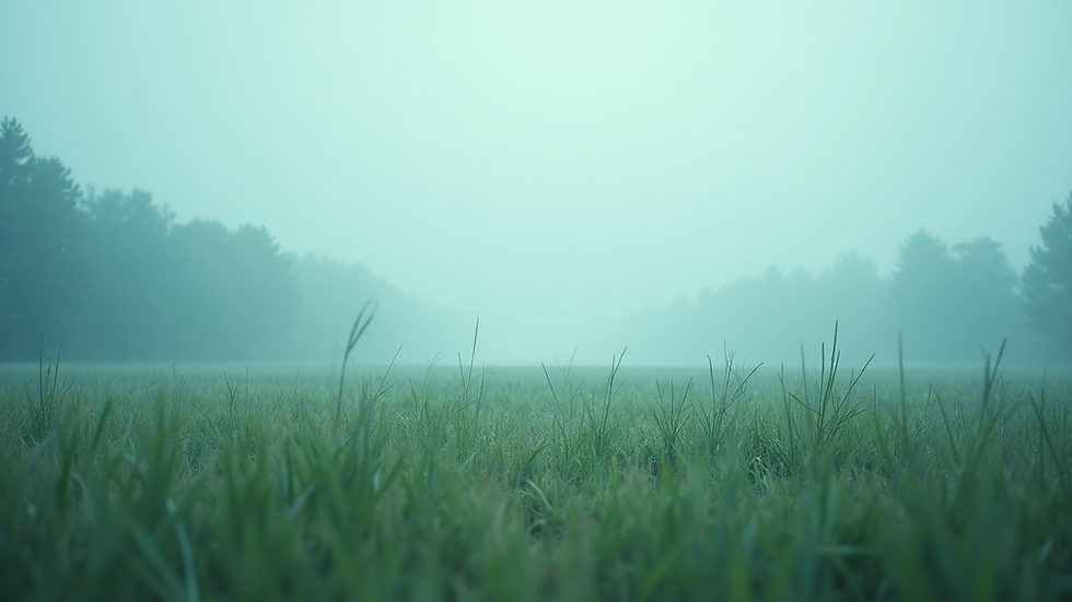 Eye-level view of a serene landscape with calming shades of blue and green