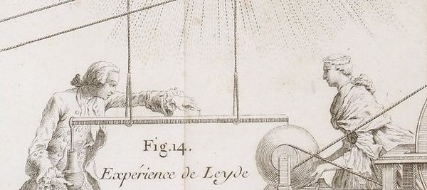 standard means of charging and discharging a jar (image courtesy of the Bibliothèque natio