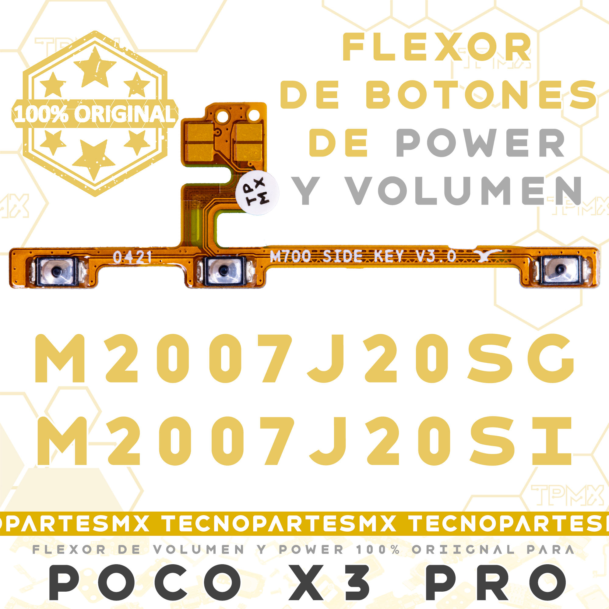 Flex Flexor Botones Power Encendido Y Volumen Para Xiaomi Poco X3 Pro Orig