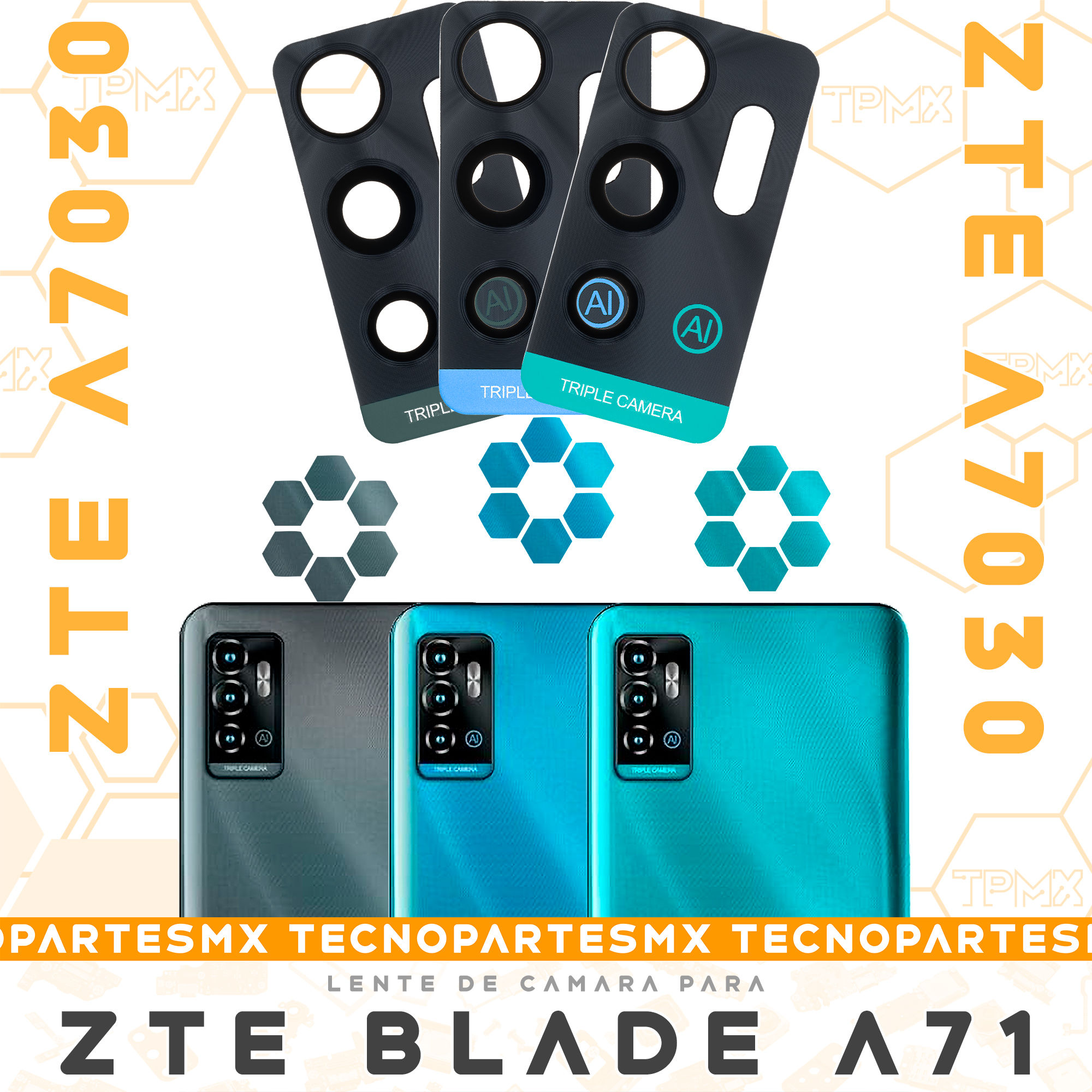 Lente Cristal Refacción De Cámaras Para ZTE Blade A71 ZTEA7030