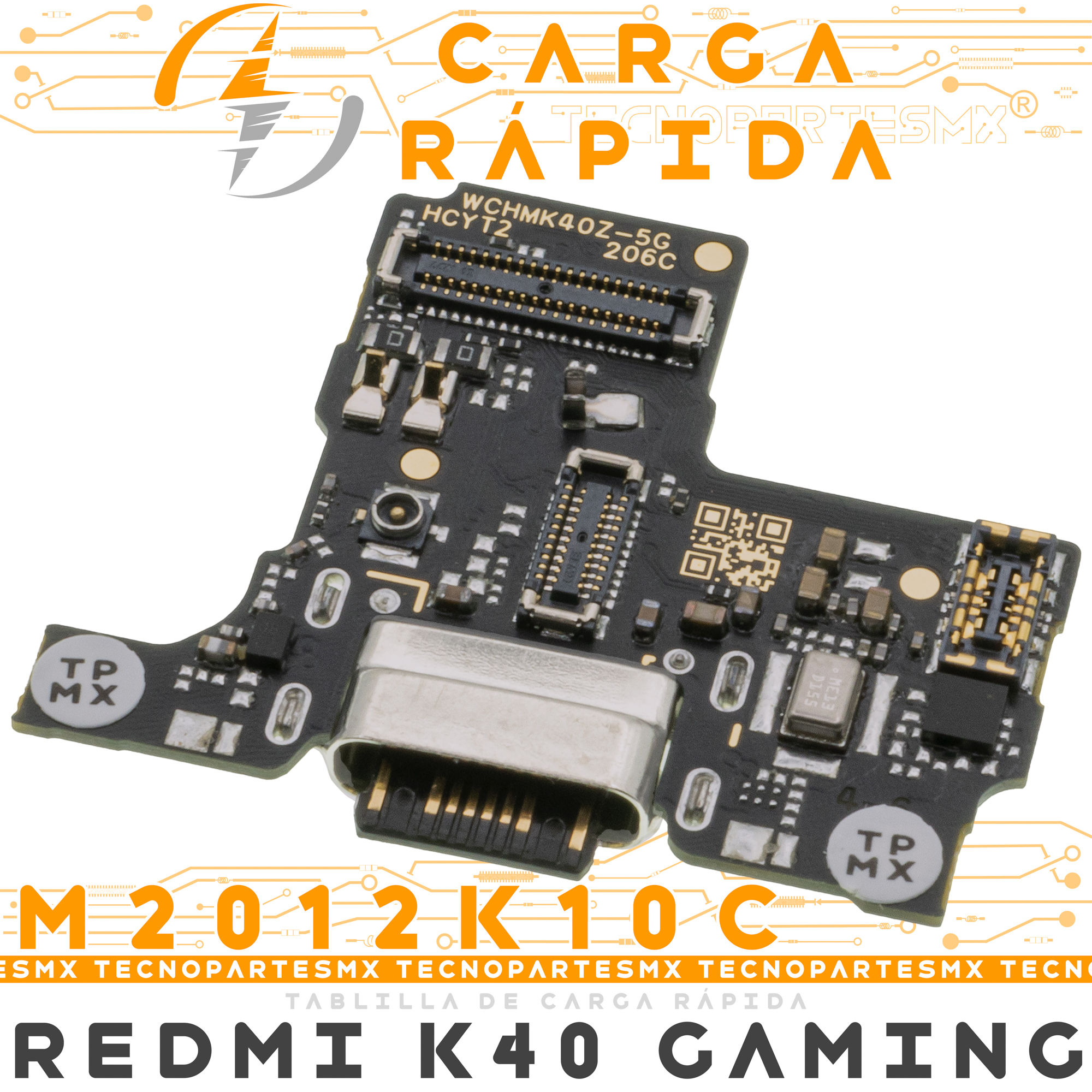 Centro Puerto Placa de Carga Para Xiaomi Redmi K40 Gaming Carga Rápida