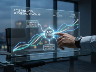 Analyzing the SAP S/4HANA transition and strategic financial budgeting roadmap through a digital interface.