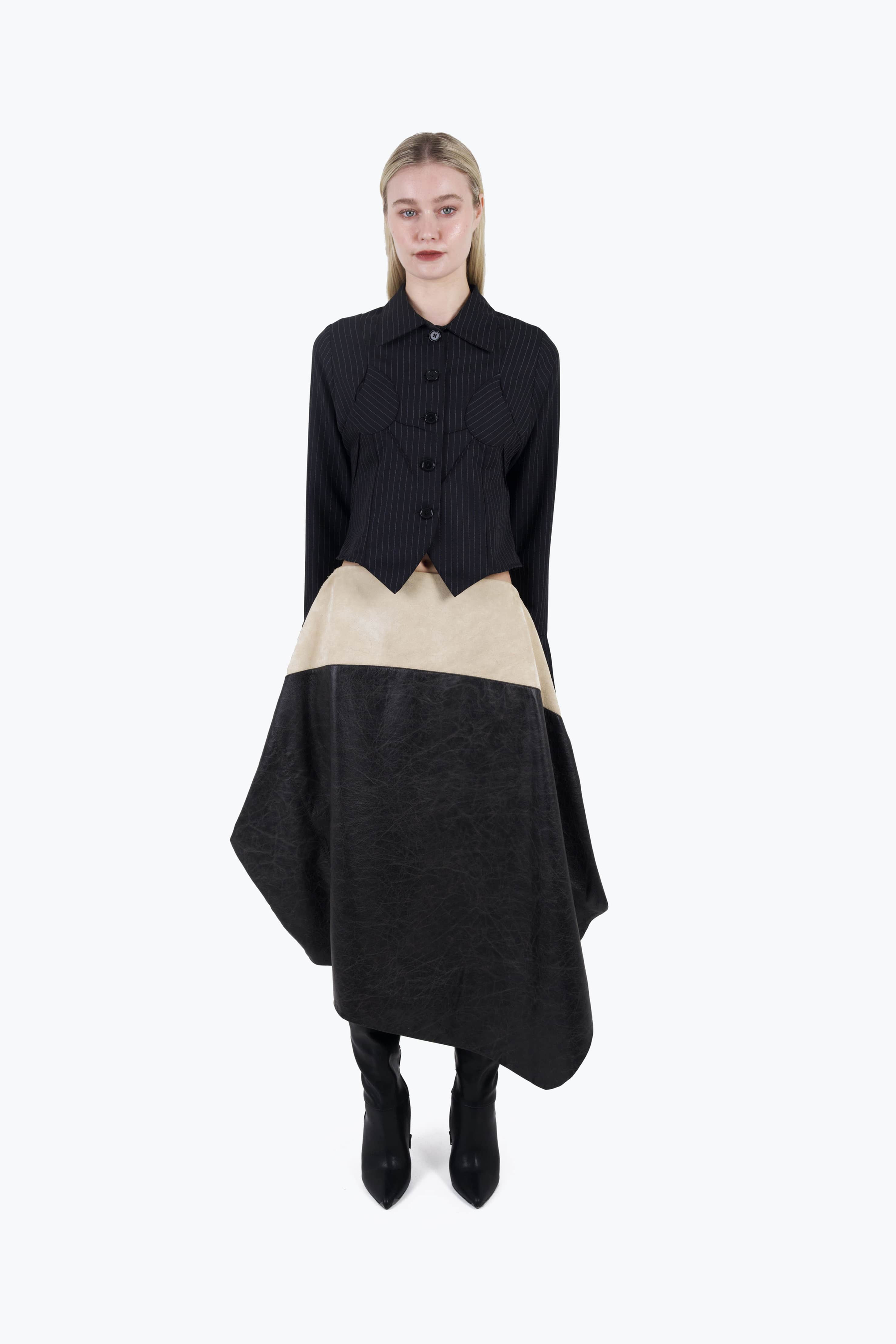 Draped Leather Skirt